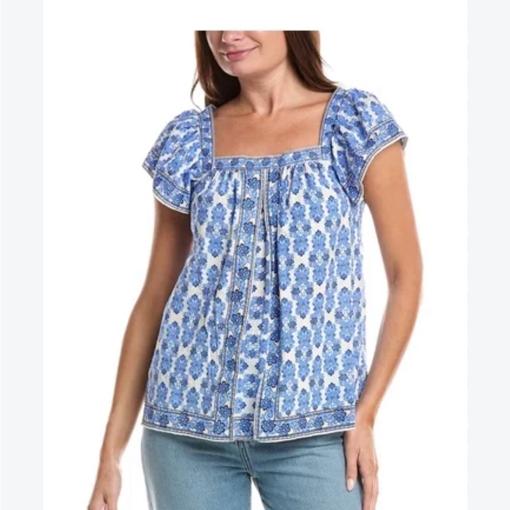Max Studio London Swuare Neck Puff Sleeve Eomen Blouse Size S NWT